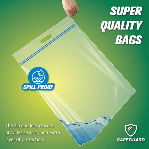 HIBAG Jumbo Storage Bags - 25 Gallon Resealable Clear Bags with Handle | Extra Large XL for Clothes & Travel - Pack of 10