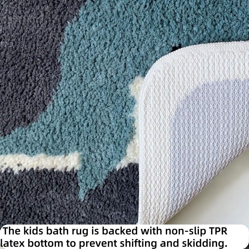 Whale Bath Mat 16x24 Inch, Non-Slip Microfiber Nautical Bathroom Rug