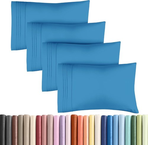 King Pillow Cases by [Brand Name] - Ultra Soft Hotel Quality Covers | Comfy, Wrinkle-Free & Fade Resistant - 4 Piece Set in Denim Blue