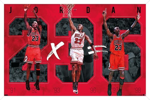 Trends International Michael Jordan - Six Wall Poster, 14.725" x 22.375", White Framed Version