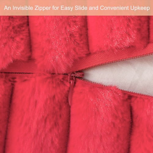 Volcanics Red Faux Fur Double-Sided Christmas Pillow Cover 20x20 - Pack of 1