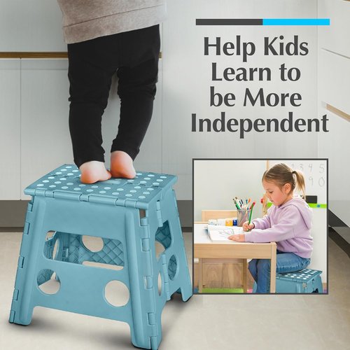 Handy Laundry Folding Step Stool - Lightweight & Sturdy for Adults and Kids | Easy One-Flip Open - Teal, 13 Inch