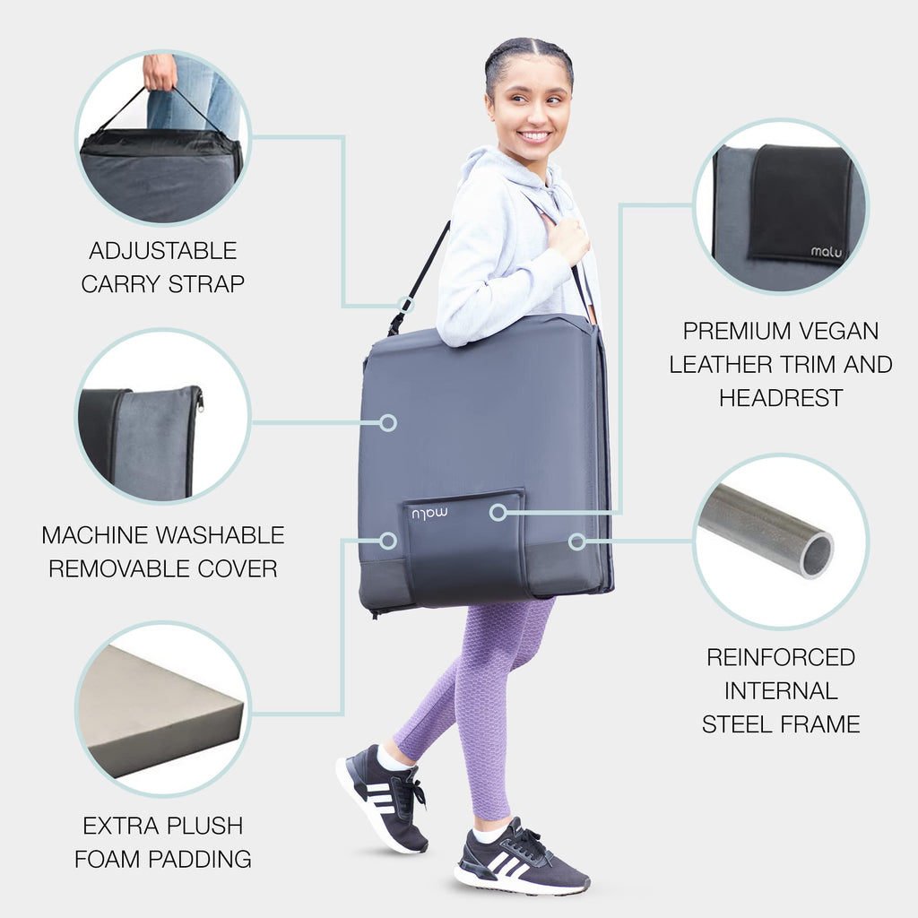 malu Portable Extra Large Padded Floor Chair w/Back Support – Japanese Meditation Cushion, Comfortable Folding Backrest, Removable Easy Wash Cover - Forest Green