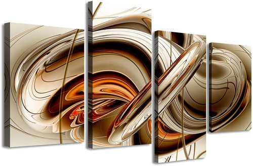 Large Burnt Orange Abstract Canvas Wall Art Prints, Modern Mid-Century Framed Line Art Pictures for Living Room Bedroom Decor, Home Decoration