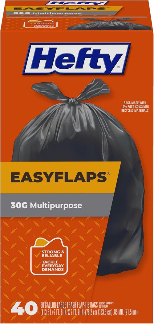 Hefty Easy Flaps 30 Gallon Trash Bags - Durable & Convenient Waste Disposal Solutions