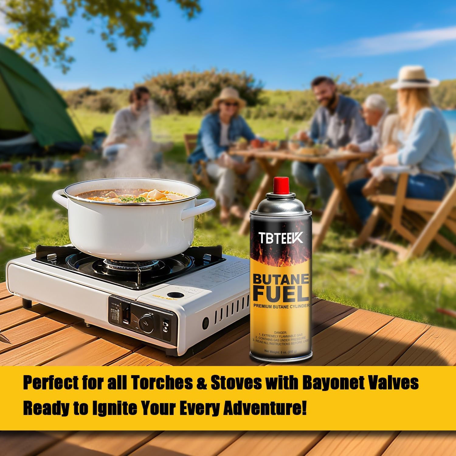 TBTeek Butane Fuel Canister - Premium 8 oz Pure Refined Butane Gas Refill | 3-Pack for Kitchen Torch, Camping & Grilling