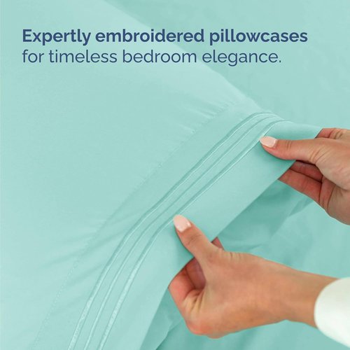Comfy Twin Size 3 Piece Sheet Set by [Brand Name] | Breathable Cooling Bed Sheets - Ultra-Soft, Deep Pockets, Wrinkle-Free - Spa Blue