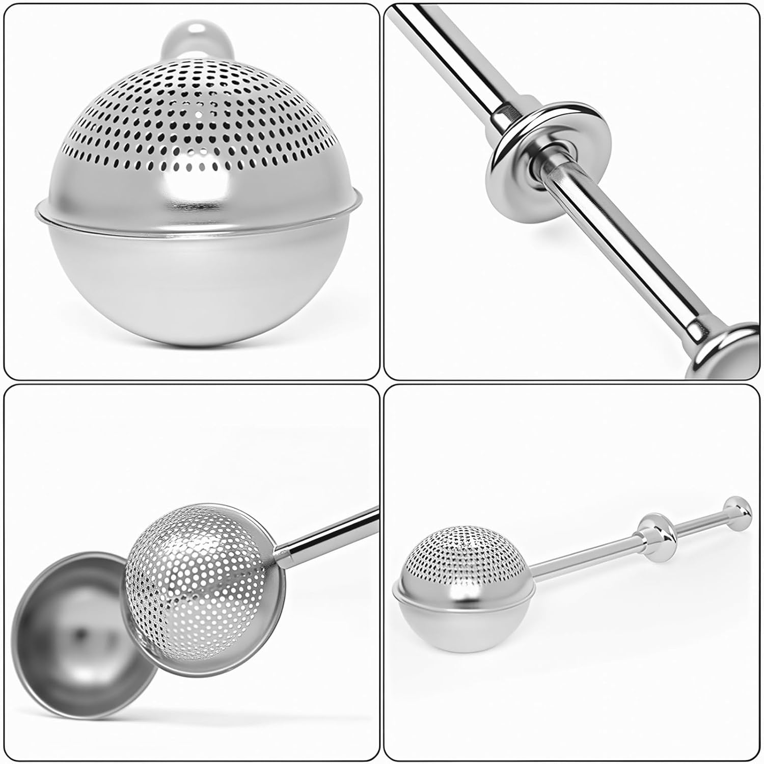 Skiennix Flour Sifter Set - One-Hand Operation Powdered Sugar Shaker for Baking | Stainless Steel Design