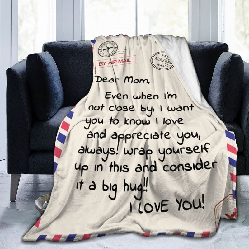 Throw Blankets Anniversary Birthday Gift for Mom from Daughter Son, Dear Mom Blanket for Mother's Day, Super Soft Flannel Throw Blankets for Christmas Valentines Day for Bed Couch(60x80)
