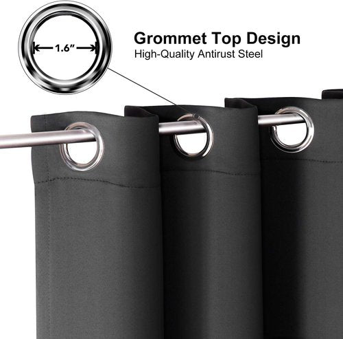 ChrisDowa Small Window Curtains - Grommet Thermal Insulated Room Darkening Panels, Dark Grey (52 x 36 Inch)