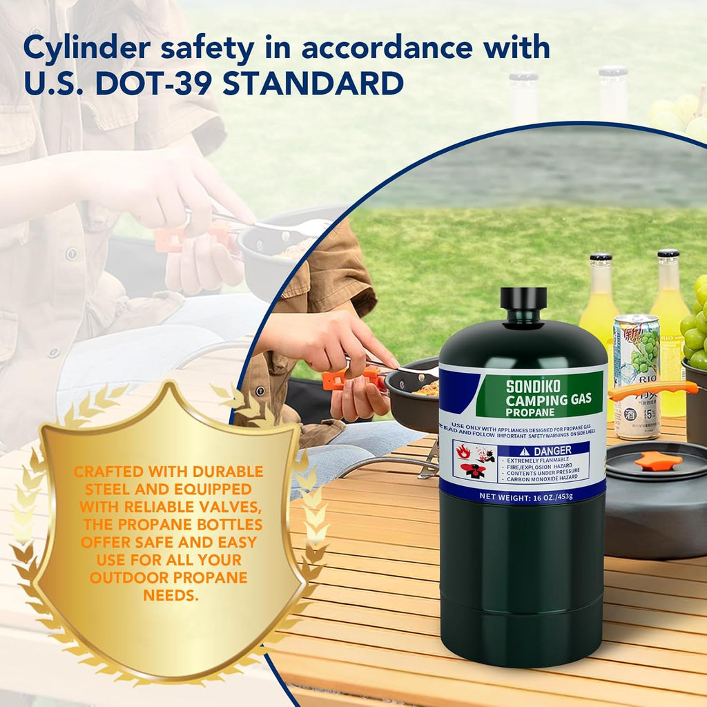 Sondiko Propane Tank - 2 Pack of High Purity 1LB Cylinders | DOT Compliant for Welding & Sous Vide