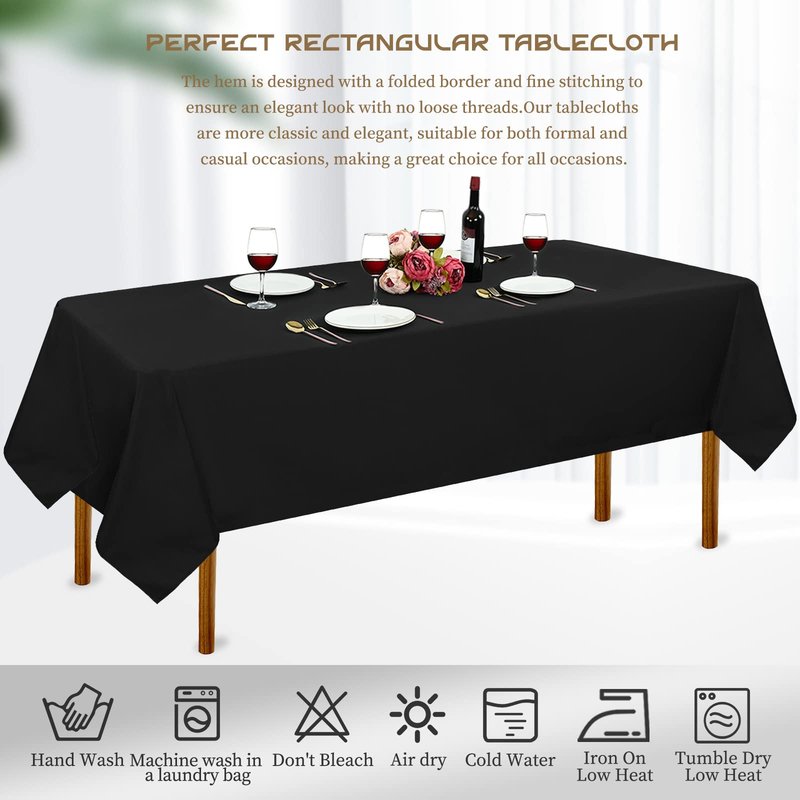 Showgeous 8 Pack Black Round Tablecloth 120 Inch Polyester Table Cloth for Tables - Washable Decorative Fabric Covers for Wedding, Dining, Party, Banquet, Buffet