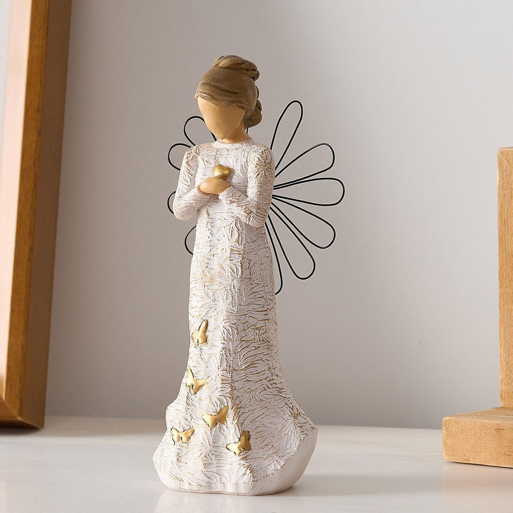 NAN ZAI NAN FANG Sympathy Angel Figurines - Hand-Painted Resin Statues for Loss of Loved Ones | Serenity Prayer Gifts