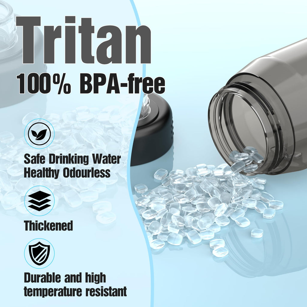 Edmyre Water Bottle 32oz, Clear Water Bottle with Spout Lid and Carry Handle, Reusable, Tritan, BPA Free, Hiking Water Bottle Suitable for Travel, Outdoors, Gym, Travel, Home, School (Black)