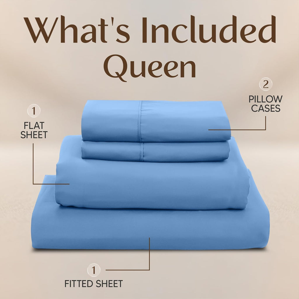 Utopia Bedding Queen Size Sheet Set - Soft, Breathable Microfiber | 4-Piece in Dutch Blue