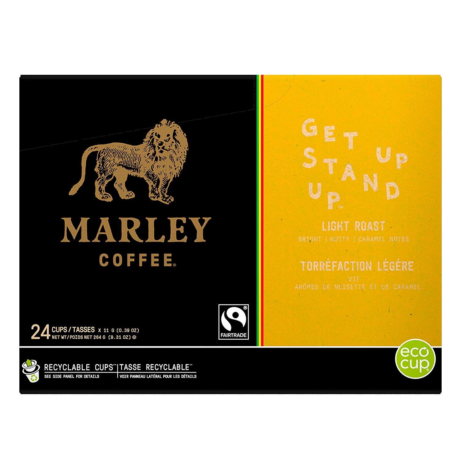 Marley Coffee,Get Up, Stand Up, Single Serve RealCup Organic Light Roast for Keurig K-Cup Brewers, 96 Count