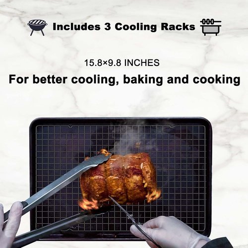 Hunnycook Stainless Steel Cooling Rack - 15.8” x 9.8” Oven Safe Baking Rack for Roasting & Grilling