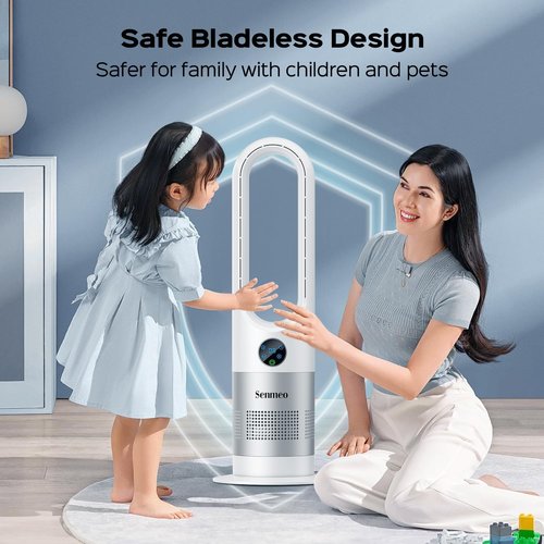 Bladeless Fan - 26" Tower Fan with Remote | 8 Speeds, 90° Oscillation & 9-Hour Timer