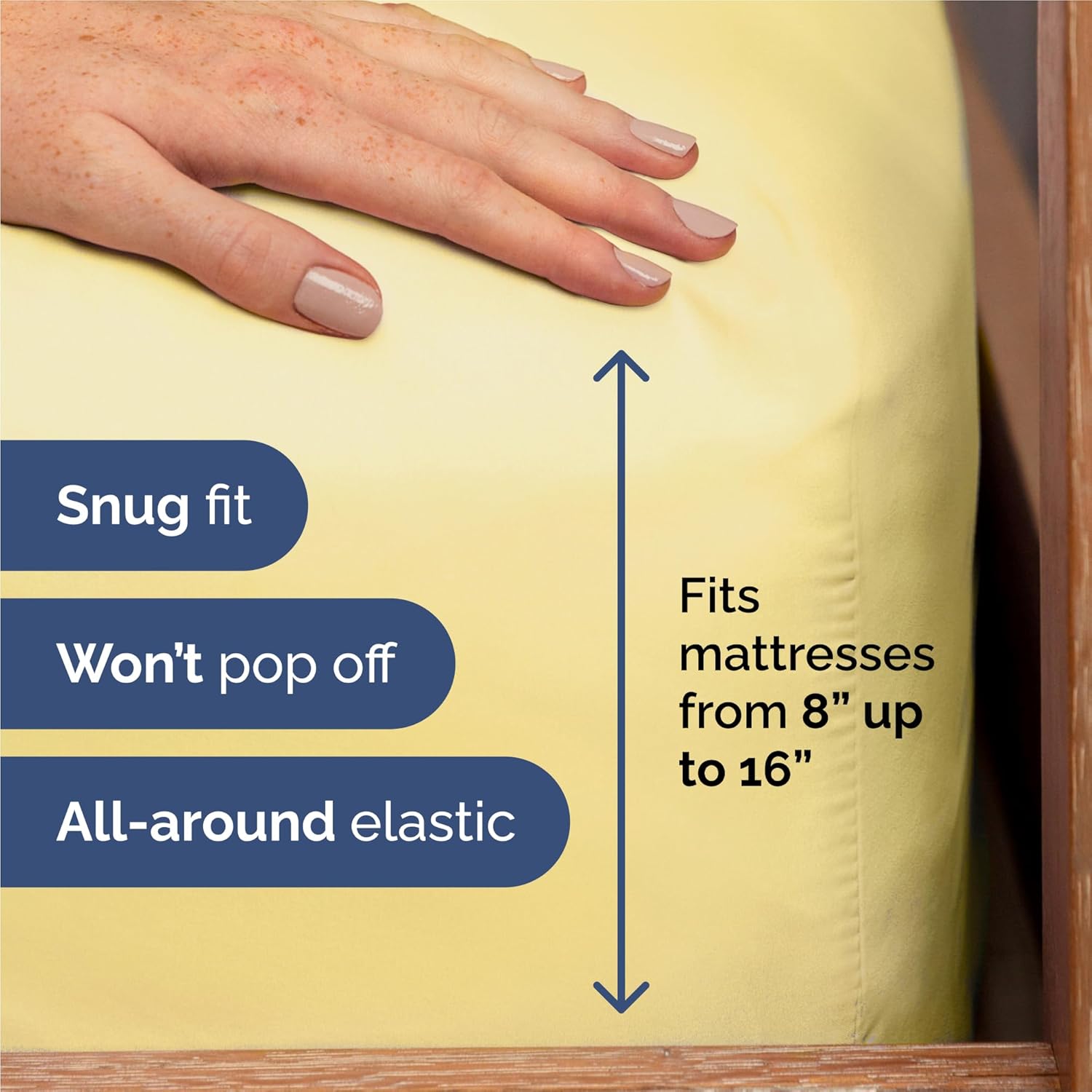 Split King Size 5-Piece Sheet Set - Comfy Cooling Bed Sheets for Luxury Bedding - Deep Pockets, Soft & Wrinkle-Free - Oeko-Tex Certified - Yellow