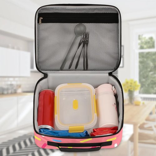 Ice Cream Kids Lunch Box for Girls Boys Toddler Insulated Lunch Bags, Cherry Flavor Dessert Mini Cooler Back to School Lunch Tote Bag Portable Thermal Meal Tote Kit Soft Bag