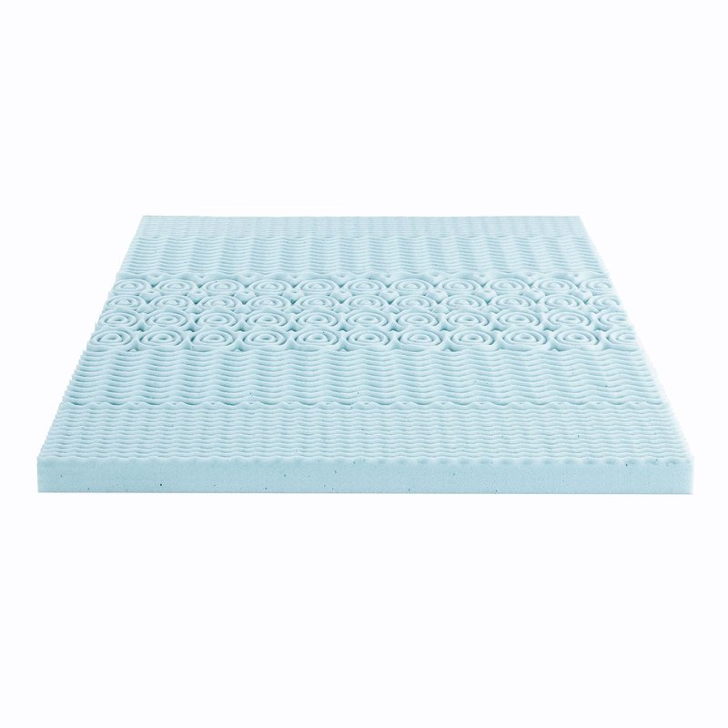 Mellow 4 Inch 5-Zone Memory Foam Mattress Topper, Cooling Gel Infusion, Dorm Essentials, Queen Blue