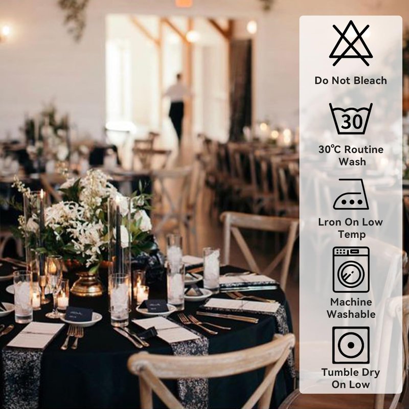 Romanstile 6 Pack Black Round Tablecloth 108 Inch, Reusable and Washable Circle Table Clothes, Stain Resistant Polyester Fabric Table Cover for Wedding, Party, Banquet, Gathering