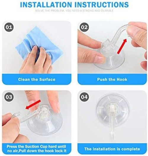 1st Choice Ultra Heavy Duty Clear Plastic Suction Cup Hooks - 6 Pack, Strong Power Lock, Waterproof & Traceless