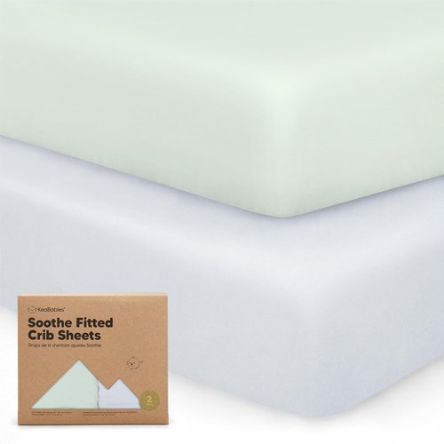 KeaBabies Organic Crib Sheets - 2-Pack Fitted Jersey Cotton for Baby Beds | Soft, Breathable, Neutral Prints (Cove)