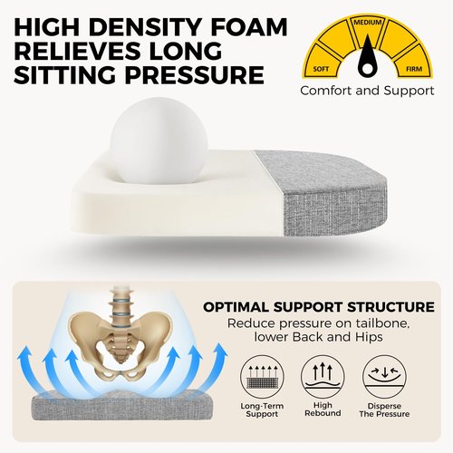 downluxe Indoor Chair Cushions for Dining Chairs, Soft and Comfortable Textured Foam Kitchen Chair Pads with Ties and Non-Slip Backing, 16" x 16" x 2", Light Grey, 6 Pack