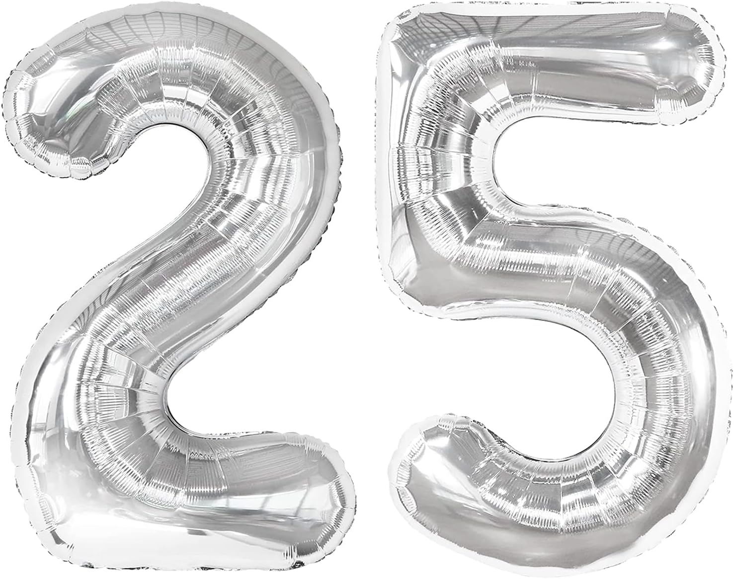 Silver Number 25 Balloon - 40 Inch Metallic 25th Birthday Decoration for Men & Women