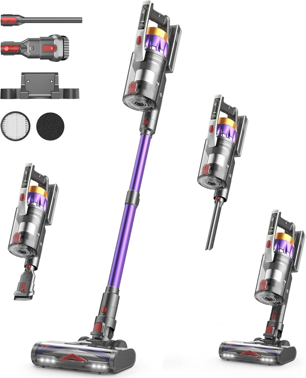 NADALY Cordless Vacuum Cleaner - 600W 50KPA, 65 Minutes Runtime, Anti-Tangle, Lightweight Design for Hardwood & Carpet