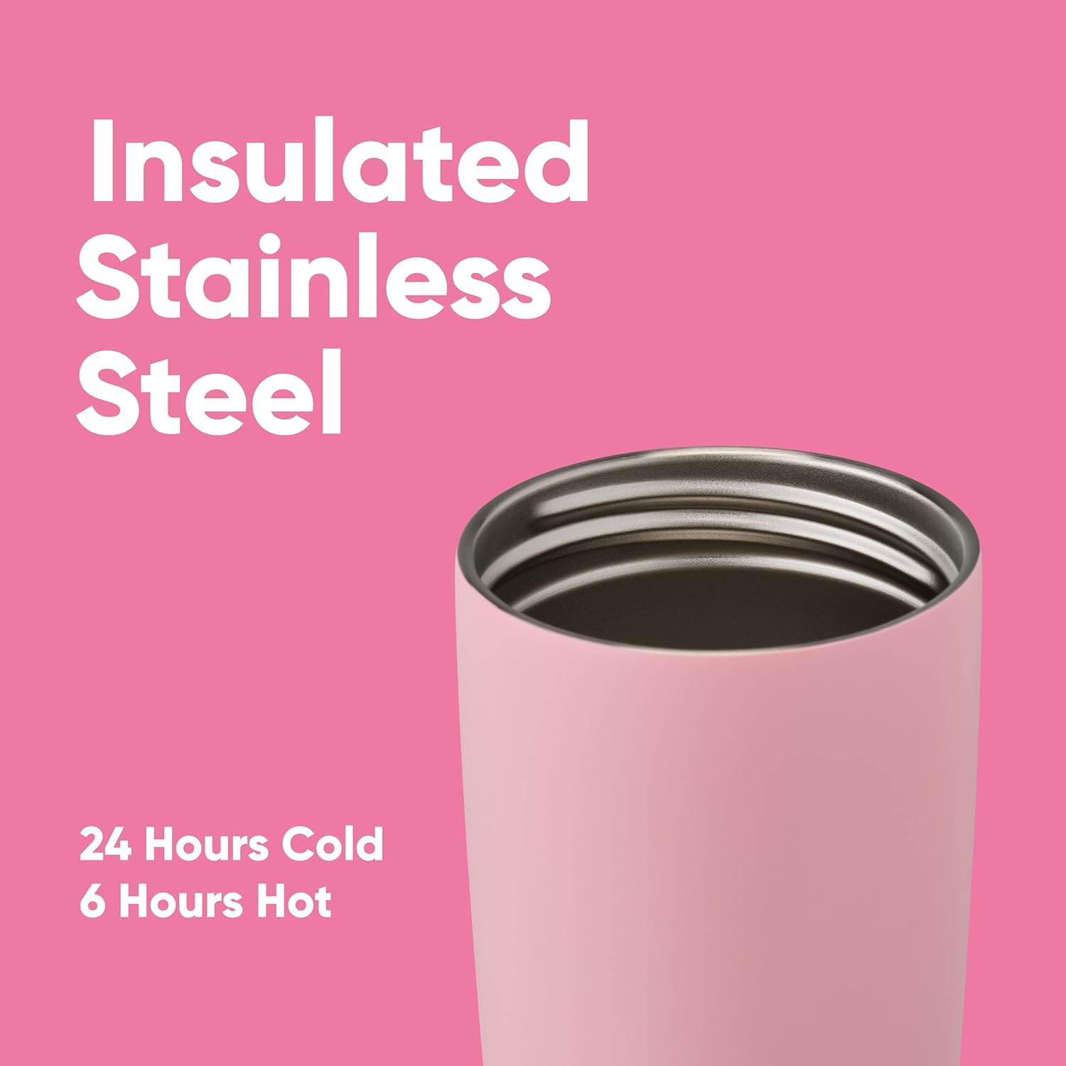 Owala SmoothSip 20 oz Insulated Stainless Steel Coffee Tumbler - Reusable Hot & Iced Coffee Mug, BPA Free, Pink