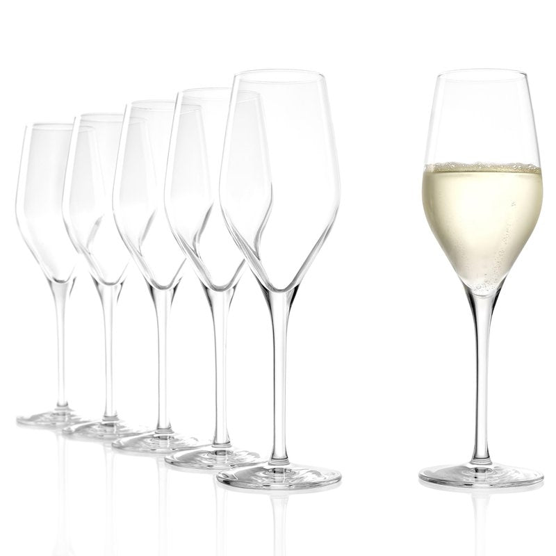 Stölzle Lausitz Champagne Glasses Exquisit Set of 6, 9 oz – Elegant Crystal Flutes Ideal for Champagne, Prosecco & Sparkling Wine – German-Made, Dishwasher & Shock-Resistant