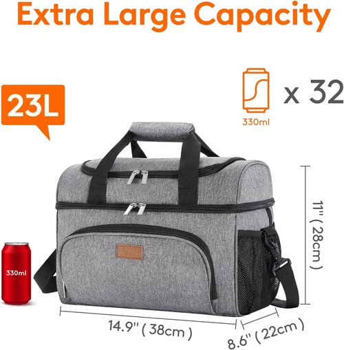 Lifewit Insulated Cooler Bag - Large Leakproof Beach Cooler for 32/48 Cans | Portable Soft-Sided Ice Chest