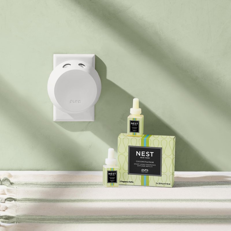 NEST New York Smart Home Fragrance Diffuser Refill Smart Vials, Coconut & Palm - Set of 2 - Designed for NEST x Pura 3 and NEST x Pura 4 Diffusers - Cruelty Free, Vegan