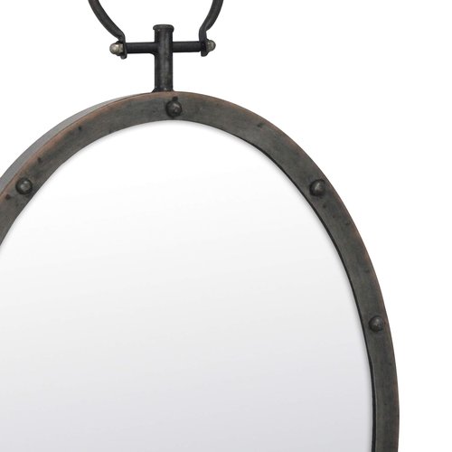 Stonebriar 24.6" x 14" Oval Bronze Metal Wall Mirror with Rivet Detail and Hanging Loop, Decorative Rustic Decor for the Living Room, Bedroom, Bathroom, and Entryway