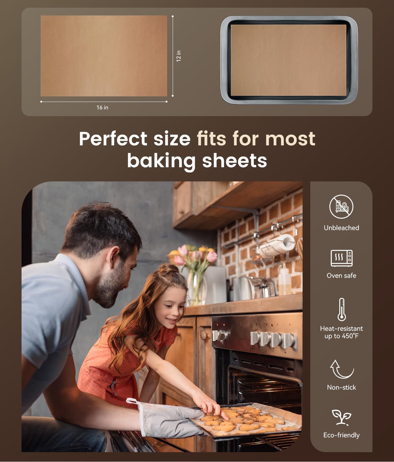 Unbleached Parchment Paper Sheets by [Brand Name] - 200 Non-Stick Baking Liners, 12x16 Inch for Oven & Airfryer
