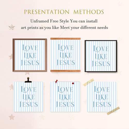 LARTSFRO Coquette Blue Bow Wall Art - Inspirational Christian Decor for Bedrooms & Bathrooms | 8x8 Inch Set of 4 Unframed