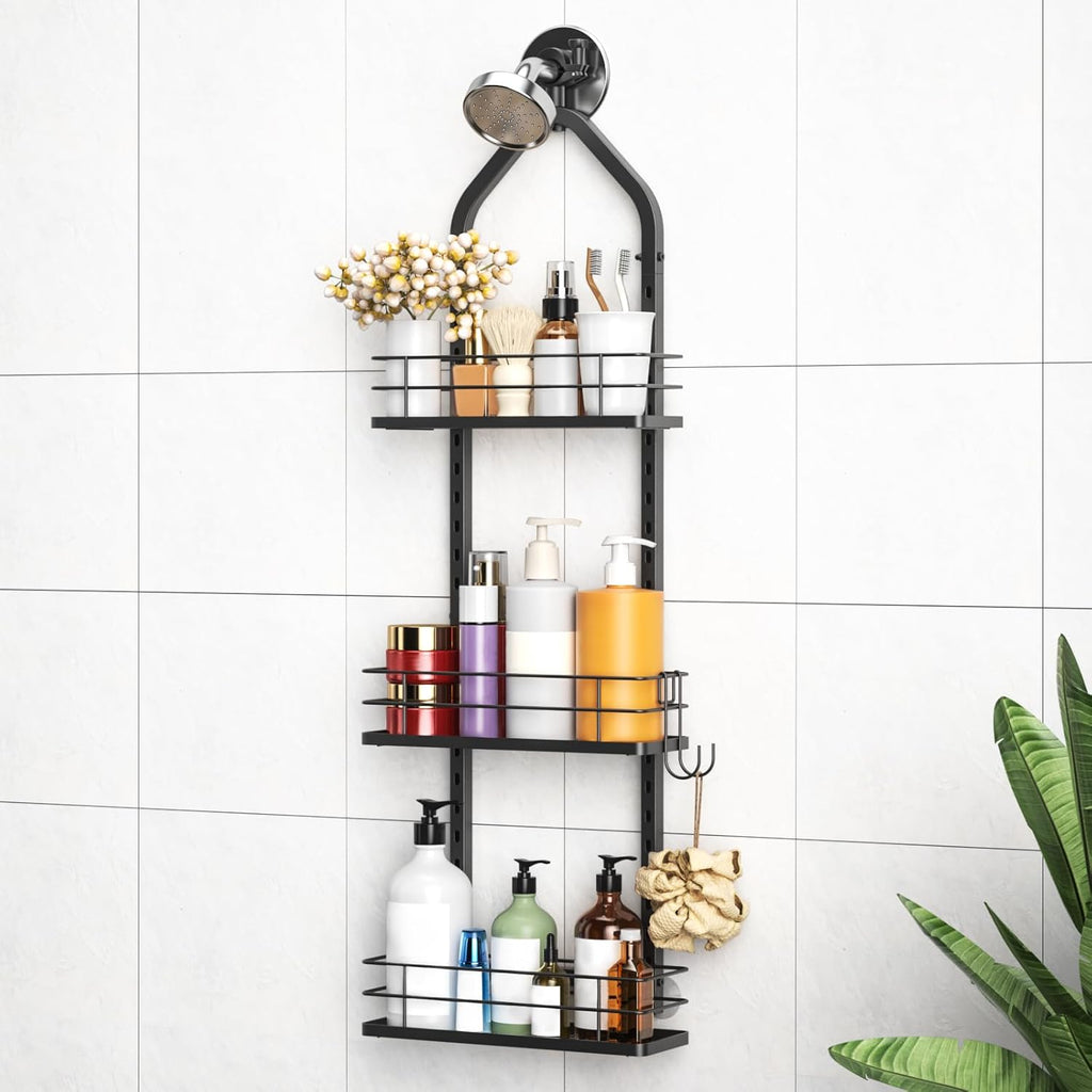 Skiennix Shower Caddy - Adjustable 3-Tier Bathroom Organizer with Anti-Swing Design | Durable Storage Solution