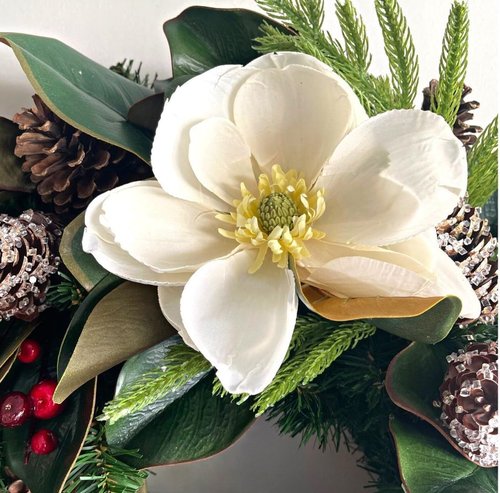 Happy Holiday | Handcrafted Artificial Floral Wreath - Year-Round Decorative Door Accent