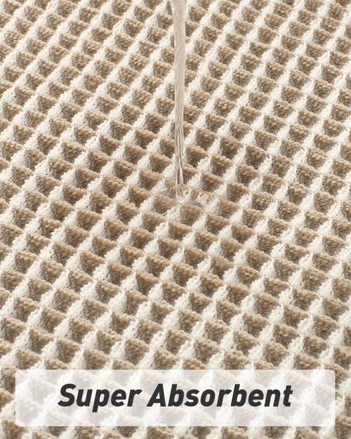 AMOAMI Waffle Bath Mat - Super Absorbent Non-Slip Bathroom Rug | Machine Washable, 17" x 24", Brown & Cream