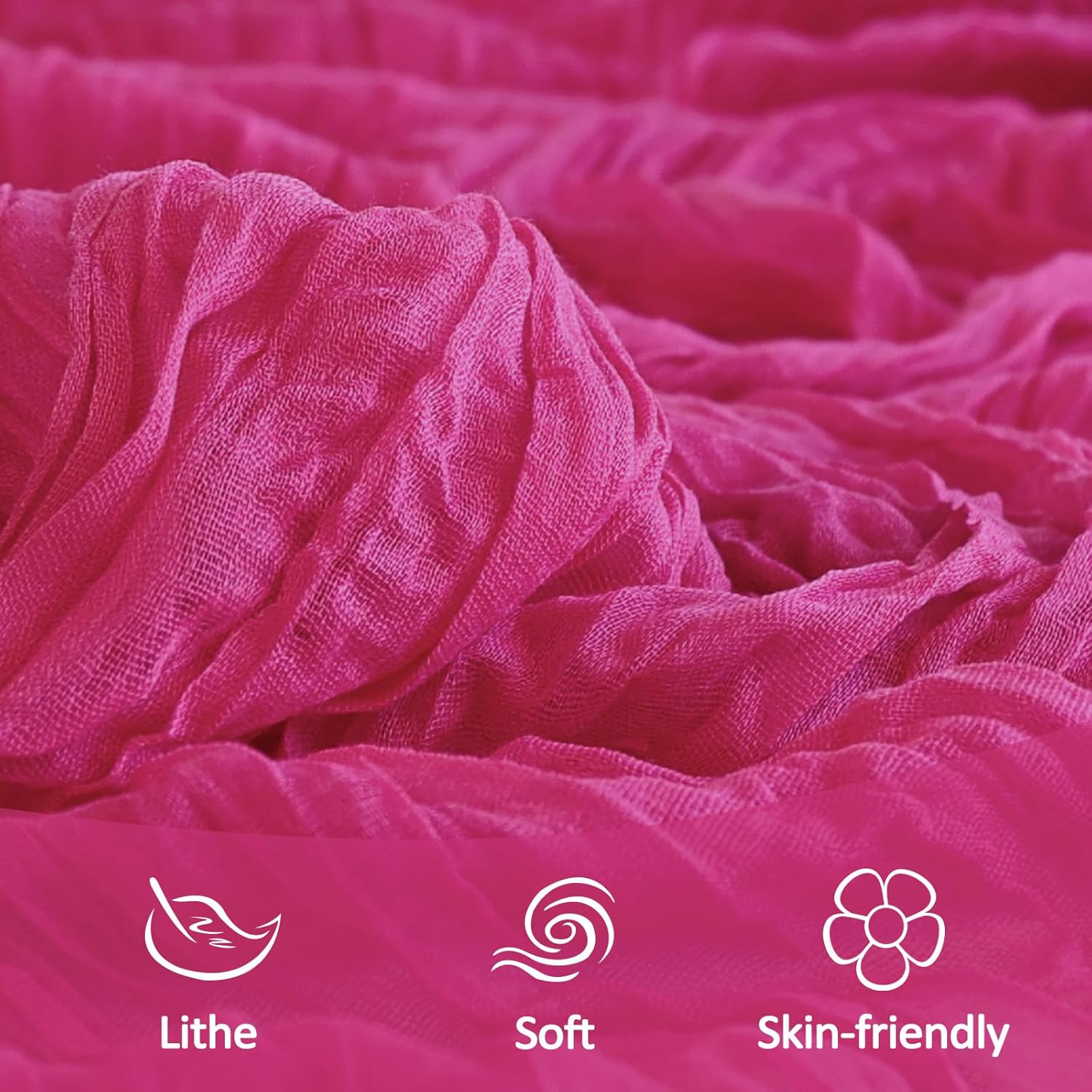 Skiennix Hot Pink Table Runner - 10Ft Gauze Cheesecloth | 35x120 Inch Boho Sheer Fabric for Events