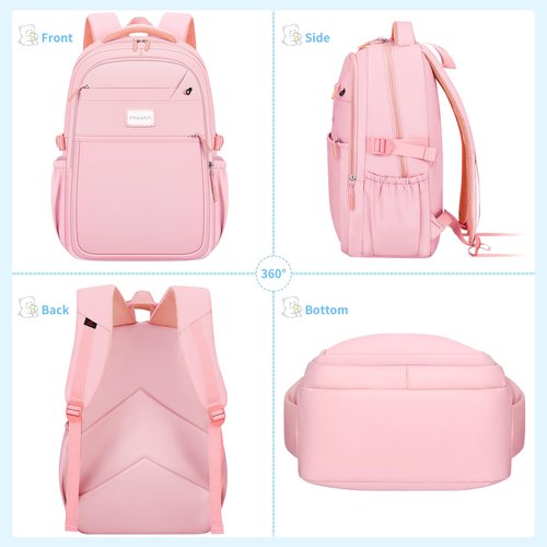 PRAGARI Aesthetic Backpack for School Cute Laptop Pink Backpack Teens Girls Travel Casaul Daypack Lightweight Book Bags
