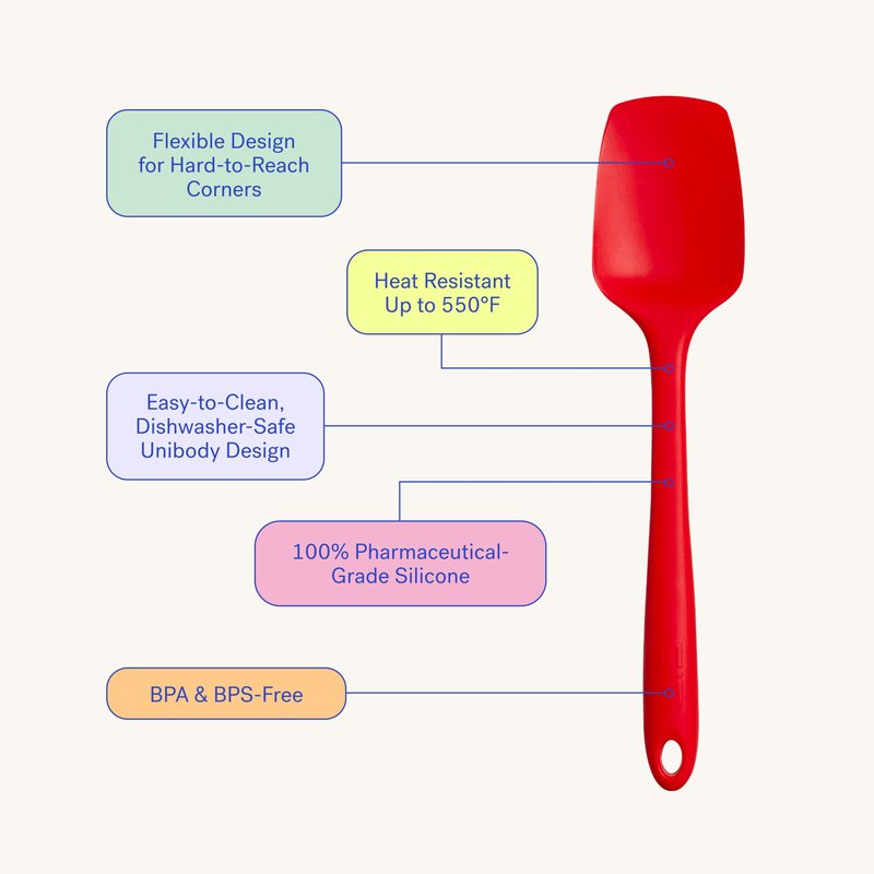 GIR: Get It Right Silicone Spoonula - Non-Stick Heat Resistant Silicone Scraper Spatula for Mixing, Serving, Scraping, Stirring, and More - 11 Inch, Studio White