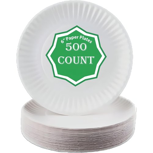 Spa Stix 6" Disposable Paper Plate - Pack of 500ct (Model: SS-Paper Plate 6-500)