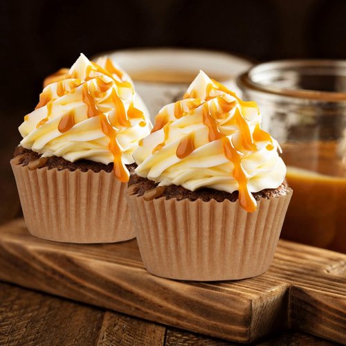 Caperci Mini Cupcake Liners - 500 Count Natural Greaseproof Baking Cups | No Smell, Perfect for Muffins