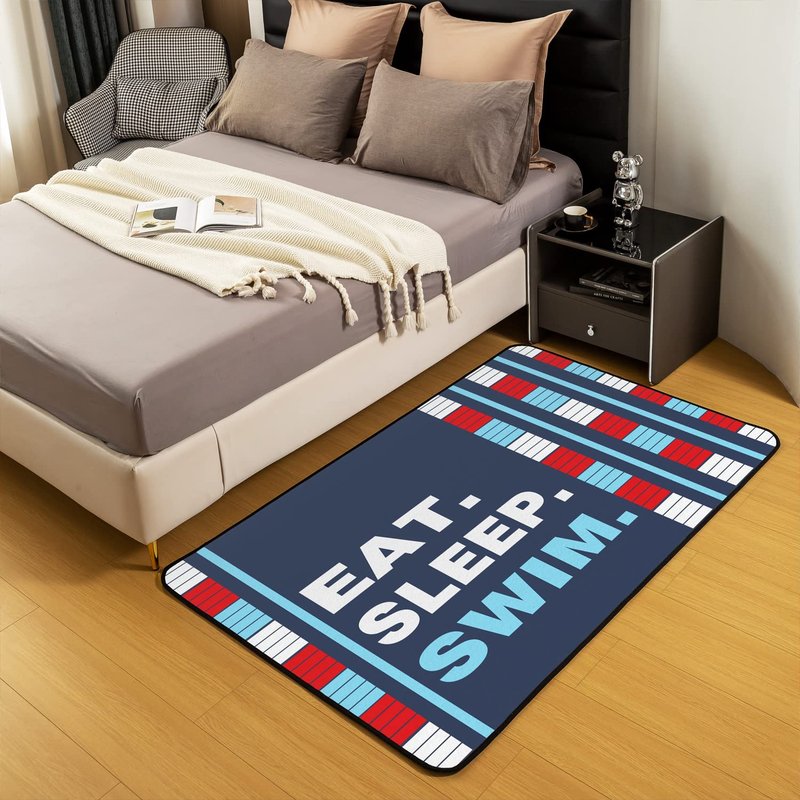 Kids Swim Area Rug 3'x5' Water Sports Theme Rugs for Living Room Bedroom Boys Girls Teens Swimming Lane Decor Decorative Carpet Swimming Lover Floor Mat