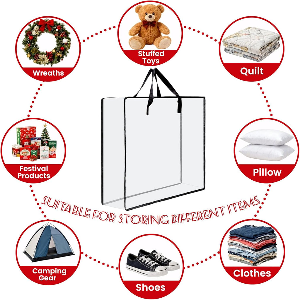 Regine Switzerland Wreath Storage Bag - 26 Inch Clear Container for Christmas Decor | 5 Pack