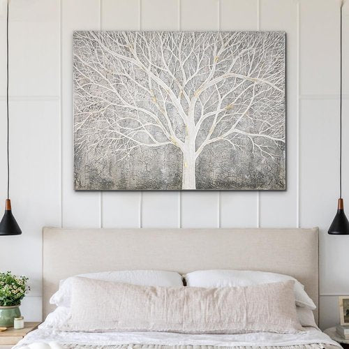 Briful Large Tree Wall Art Hand-painted Nature Tree of Life Abstract Wrap Canvas Oil Painting Modern Landscape Artwork Unframed Wall Hanging Decor for Home Office Living Room Bedroom Decor, 30"x40"