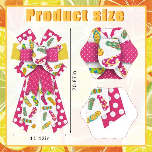 ALIBBON Large Flip Flop Bows - Vibrant Summer Wreath Bows in Red & Yellow | Perfect for Indoor & Outdoor Decor